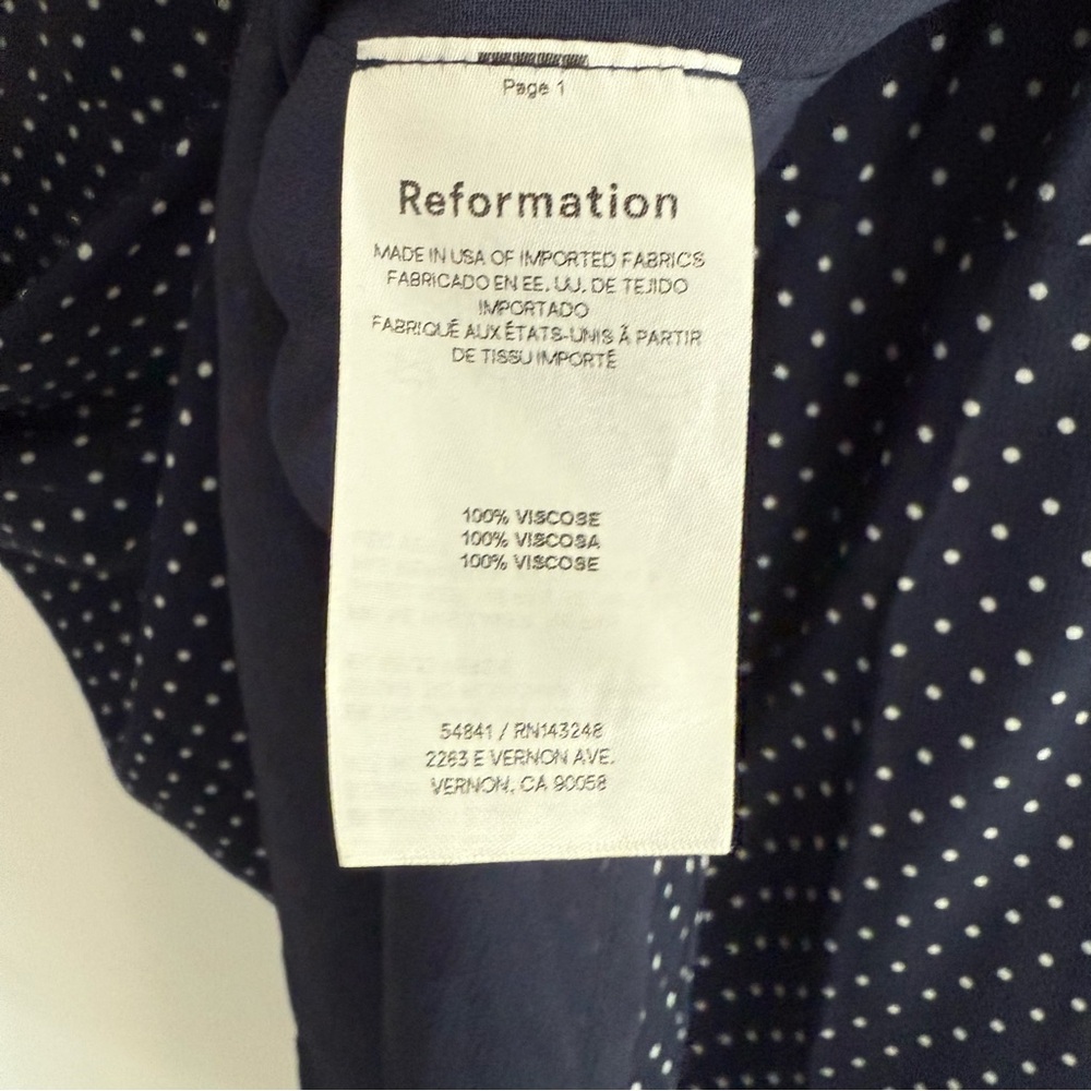 Reformation Edalene navy polka dot dress size 12 - Picture 10 of 11